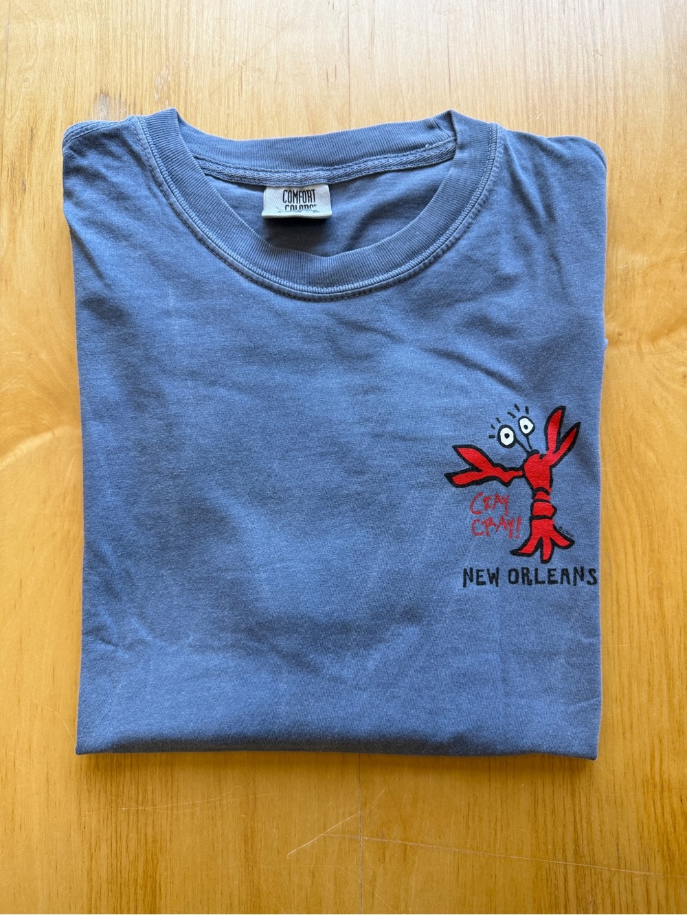 New Orleans Cray Cray Lobster Graphic Tee Comfort Colors Blue Men’s Large